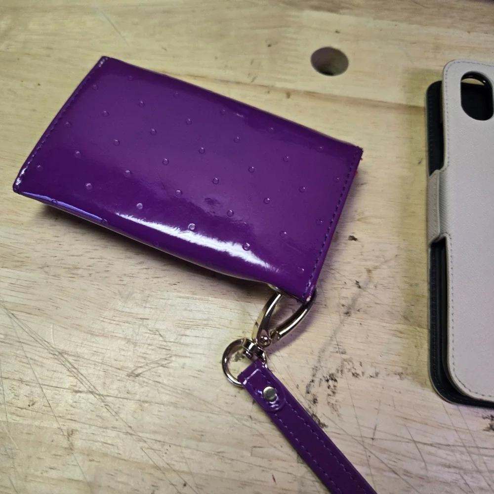 Kate Spade On Purpose Zip Pouch Botanical Black  w minnie mouse & purple wallet